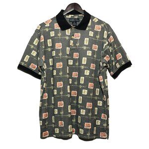 Keeler Bay Golf Polo Shirt Fishing Men Size M Fishermen Button Collar All Over